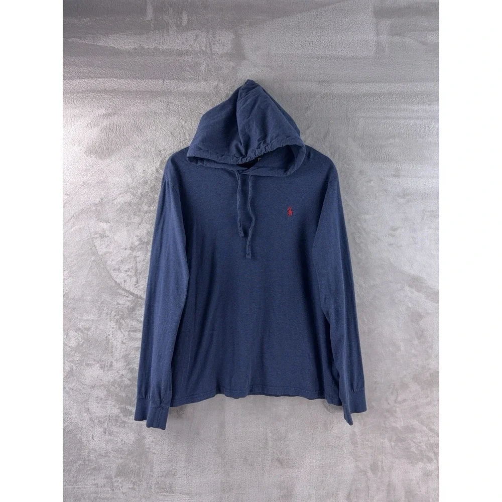 Polo Ralph‎ Lauren Hooded Jersey T Shirt Mens Size Large Blue Casual Preppy